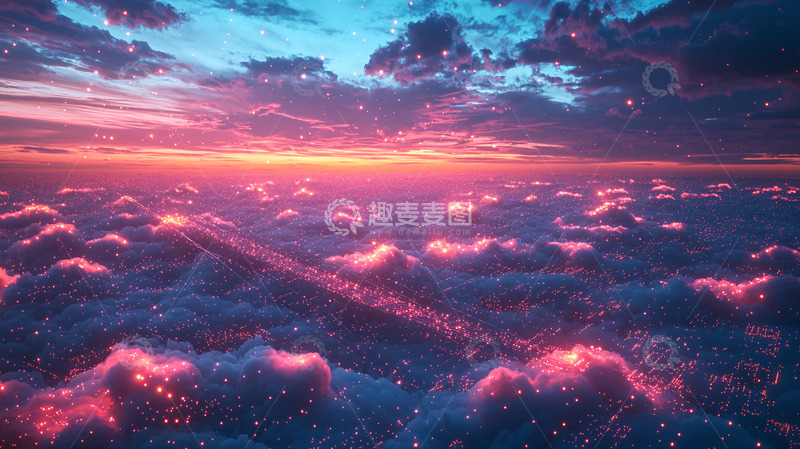 高清大图下载【趣麦麦图】绚丽云层上的星光之路