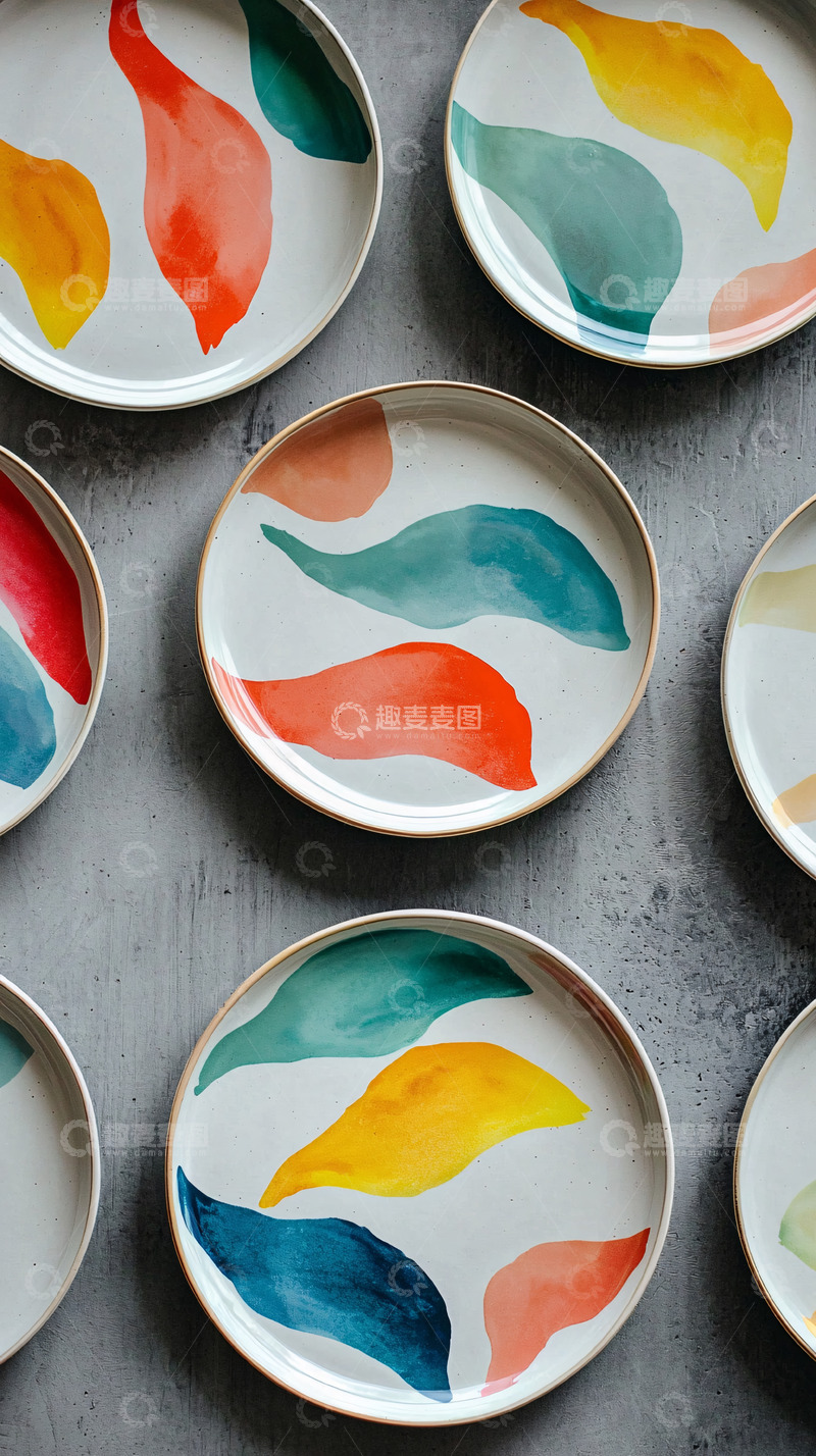 高清大图下载【趣麦麦图】水彩手绘餐盘