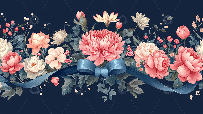 高清大图下载【趣麦麦图】暗蓝色背景花卉纹理