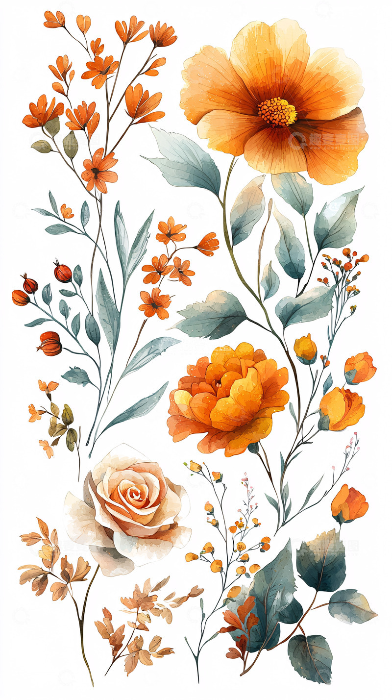 高清大图下载【趣麦麦图】水彩花卉素材