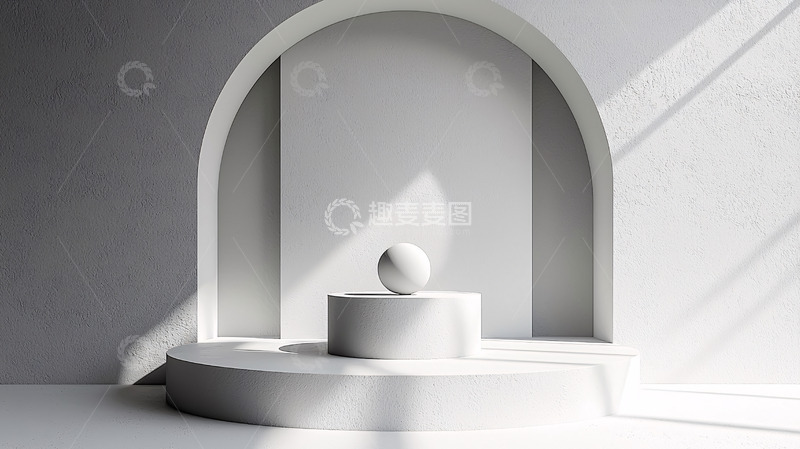 高清大图下载【趣麦麦图】极简白色拱形展示台