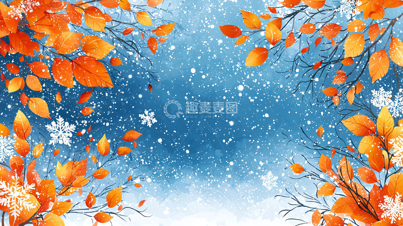 高清大图下载【趣麦麦图】落叶纷飞的冬日景象