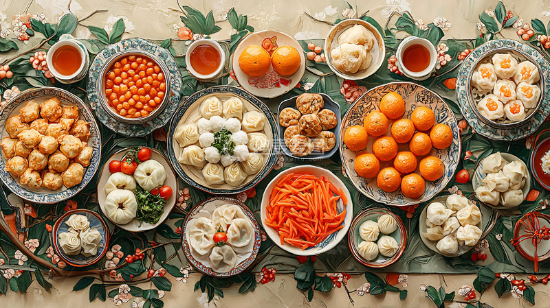 高清大图下载【趣麦麦图】中式节日美食盛宴