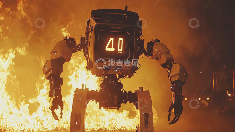 高清大图下载【趣麦麦图】燃烧的机器人