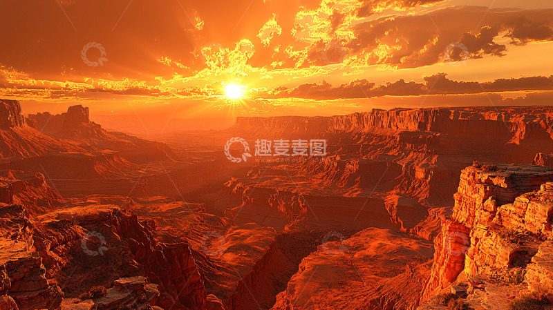 高清大图下载【趣麦麦图】壮丽的峡谷日落