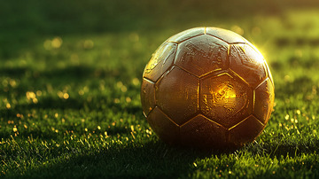 阳光下草地上的足球