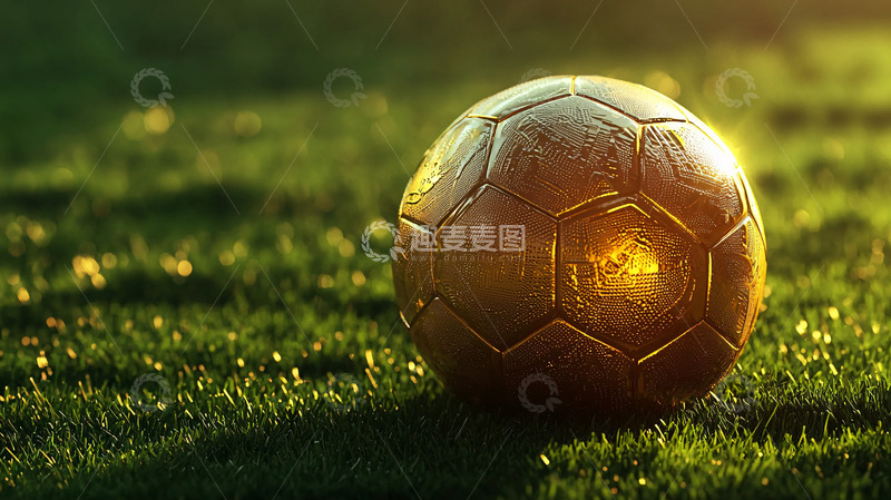 高清大图下载【趣麦麦图】阳光下草地上的足球
