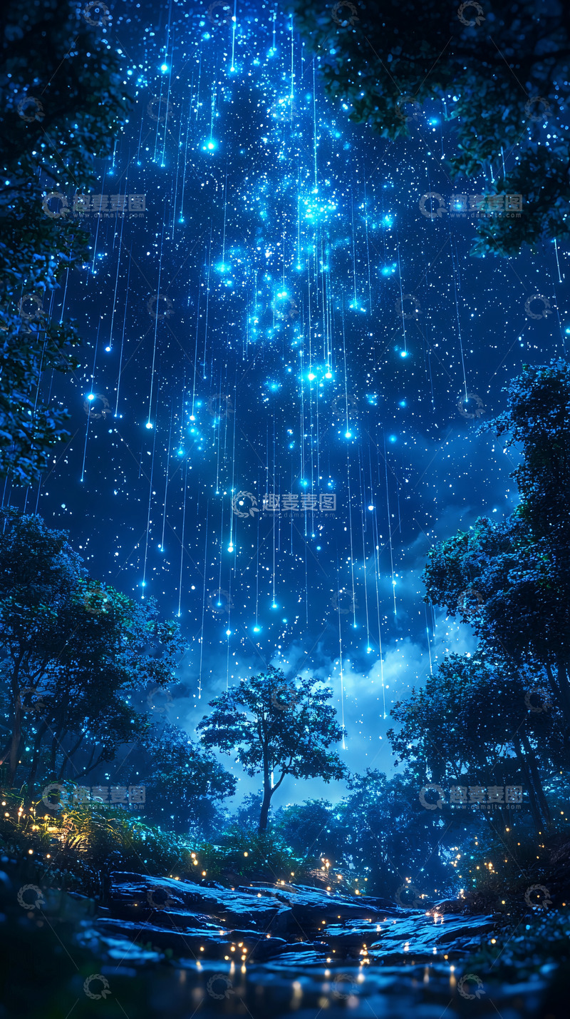 高清大图下载【趣麦麦图】梦幻蓝光森林