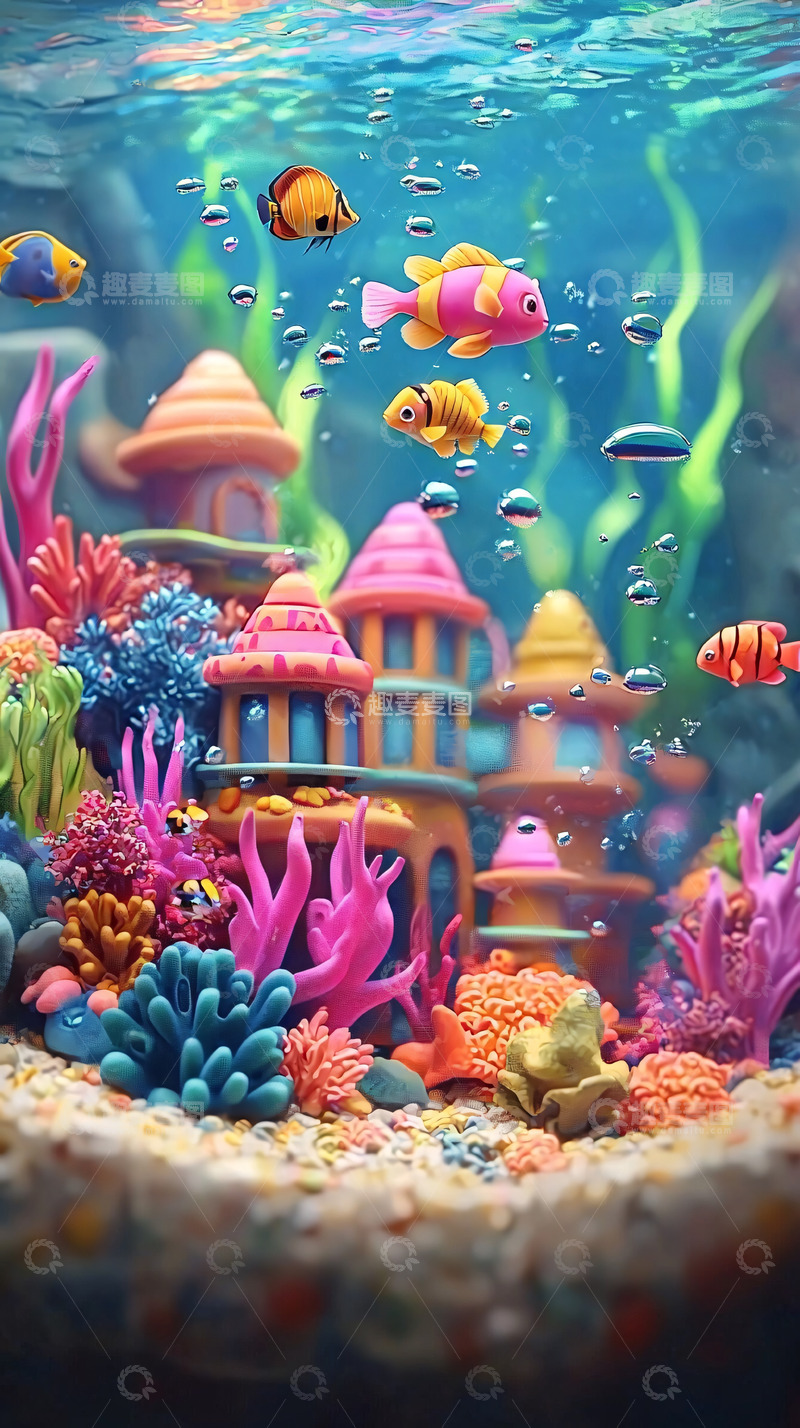 高清大图下载【趣麦麦图】海底彩色城堡