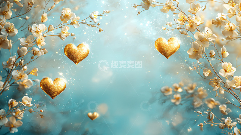 高清大图下载【趣麦麦图】金色爱心