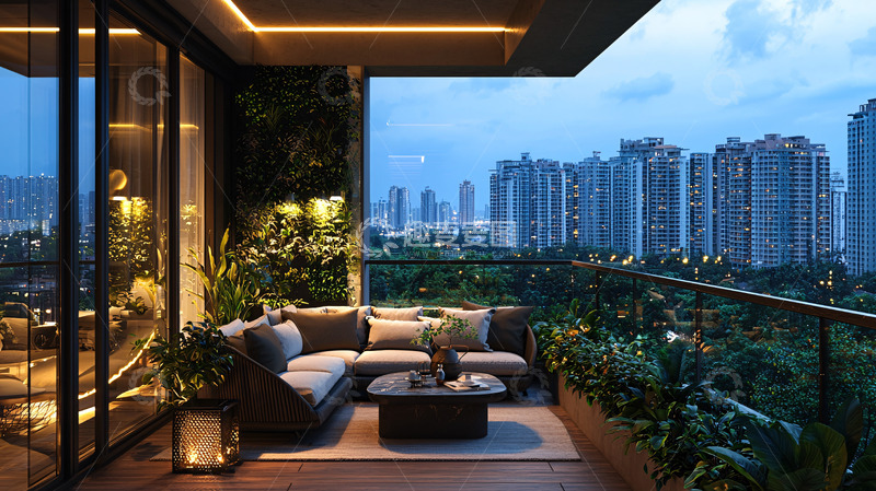 高清大图下载【趣麦麦图】夜景阳台3