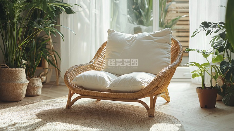 高清大图下载【趣麦麦图】藤编单人沙发