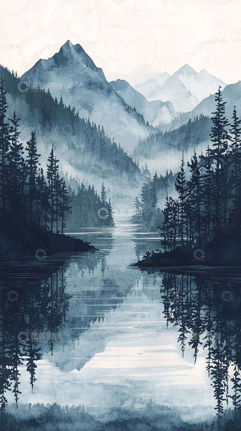 高清大图下载【趣麦麦图】水墨山水画29