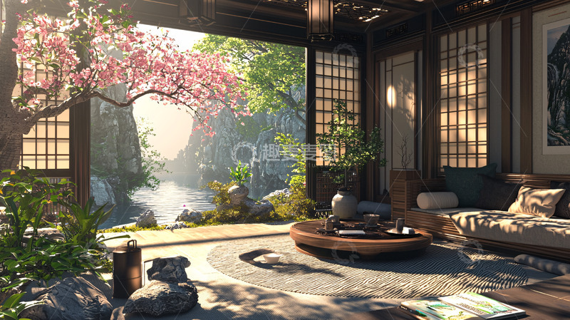 高清大图下载【趣麦麦图】日式庭院室内设计