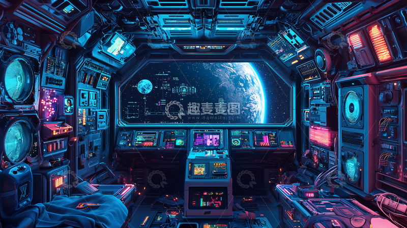 高清大图下载【趣麦麦图】太空飞船驾驶舱