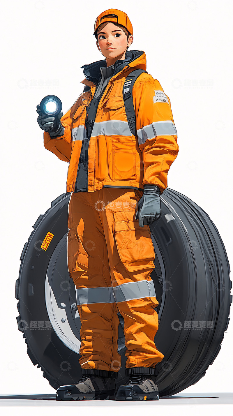 高清大图下载【趣麦麦图】穿着橙色工作服的女性