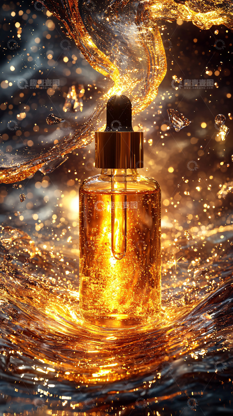高清大图下载【趣麦麦图】金色液体精华瓶