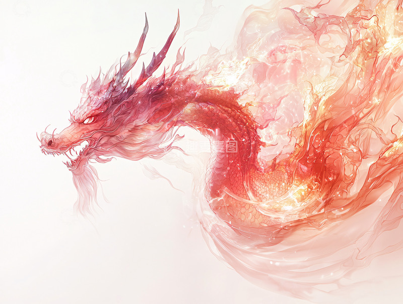 高清大图下载【趣麦麦图】水墨红龙