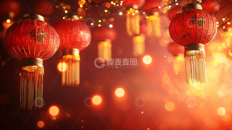 红灯笼喜庆新年氛围