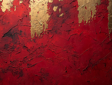 红色金箔抽象画