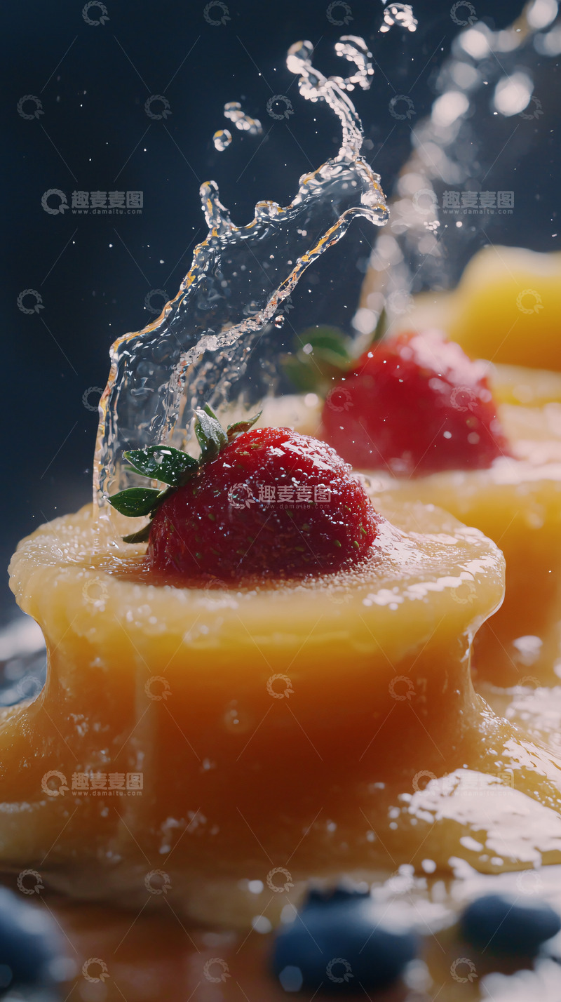 高清大图下载【趣麦麦图】-鲜果汁草莓甜点