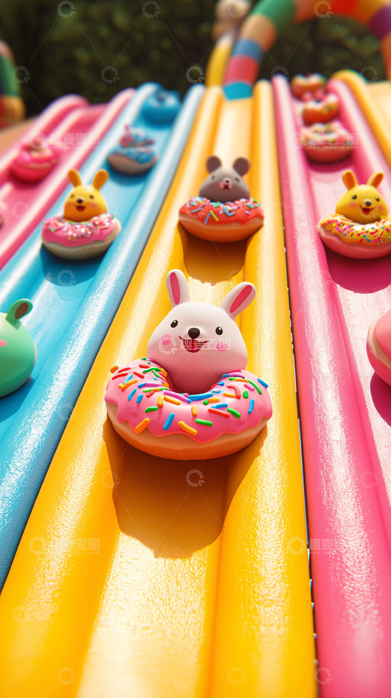 高清大图下载【趣麦麦图】彩色甜甜圈滑梯
