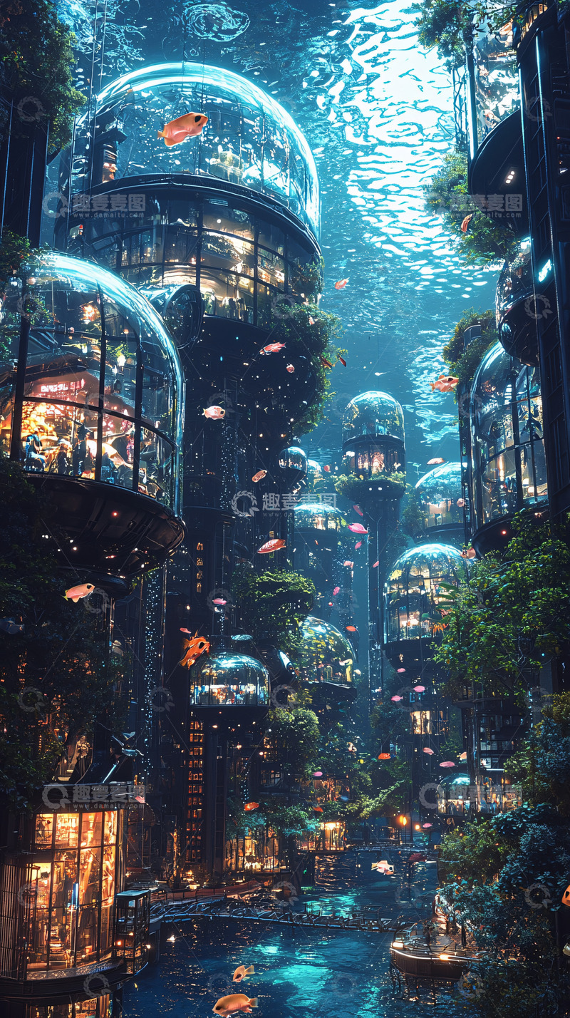 高清大图下载【趣麦麦图】水下未来城市
