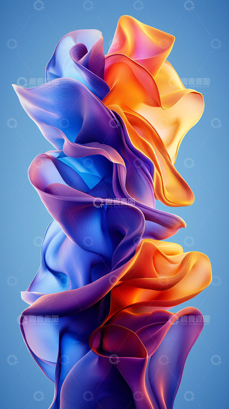 高清大图下载【趣麦麦图】彩色流动丝绸