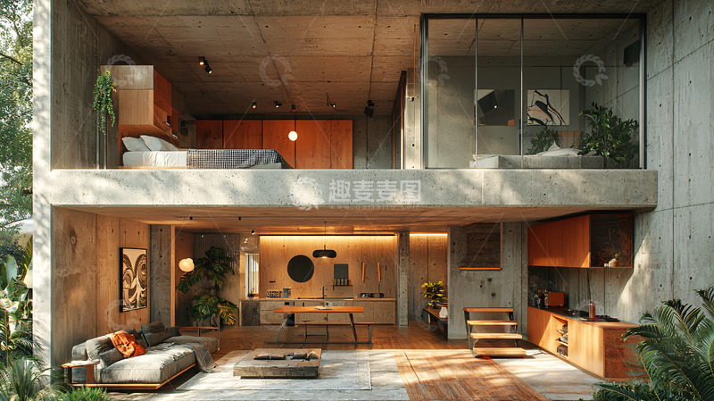 高清大图下载【趣麦麦图】现代水泥住宅室内设计