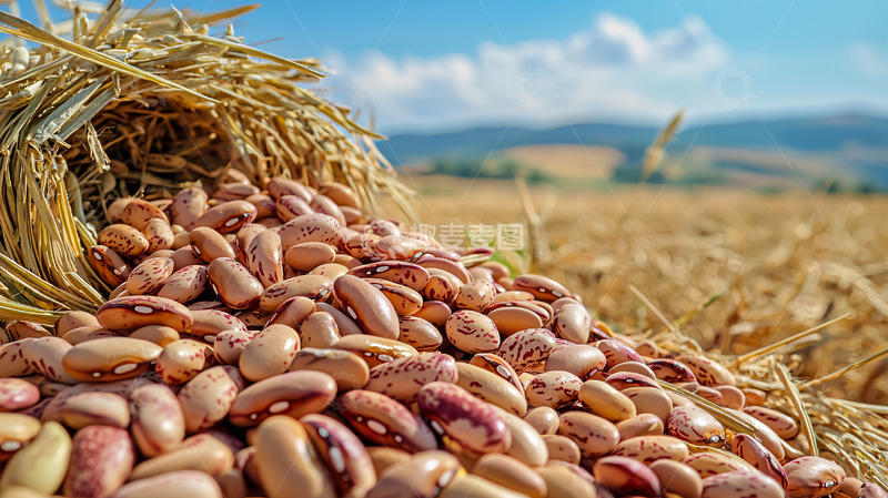 高清大图下载【趣麦麦图】小麦地里散落的豆子