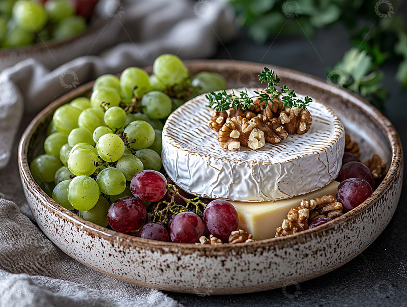 高清大图下载【趣麦麦图】奶酪葡萄坚果静物美食