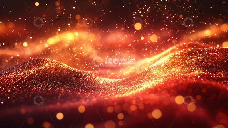 高清大图下载【趣麦麦图】红色粒子波浪