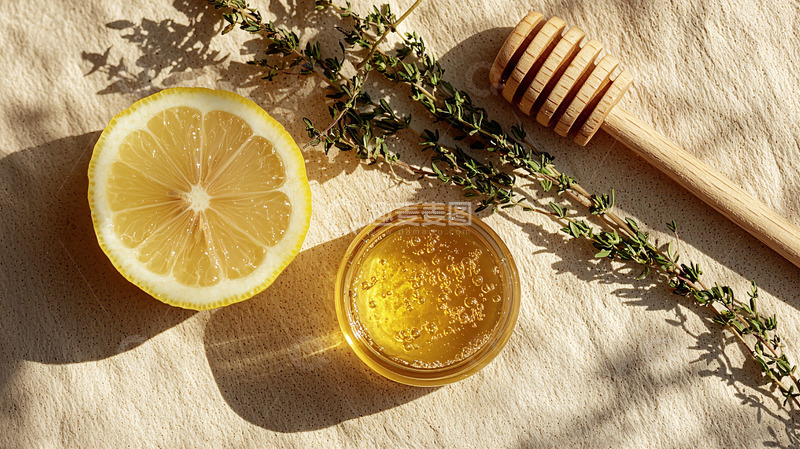 高清大图下载【趣麦麦图】柠檬蜂蜜百里香静物