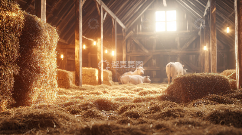 高清大图下载【趣麦麦图】老式谷仓内光线透过窗户