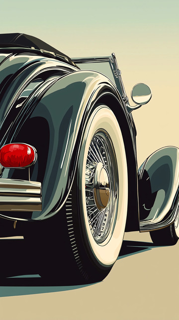 复古老爷车后轮特写