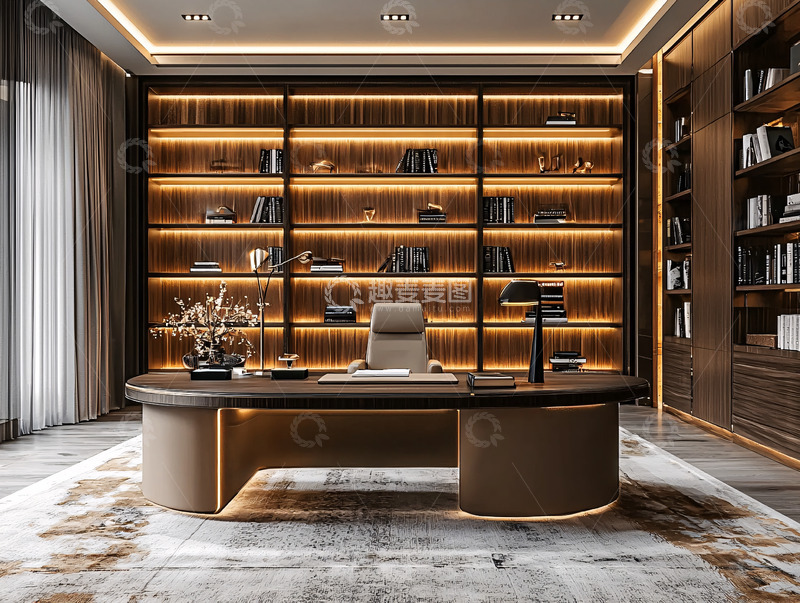 高清大图下载【趣麦麦图】高端大气现代书房
