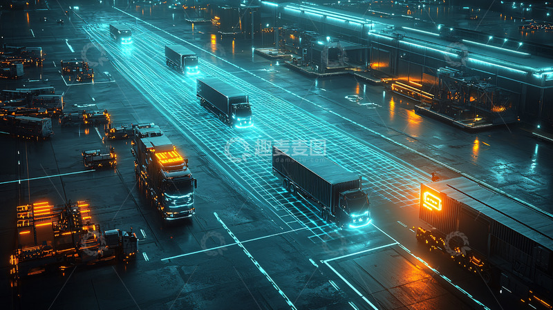 高清大图下载【趣麦麦图】未来科技感卡车高速公路