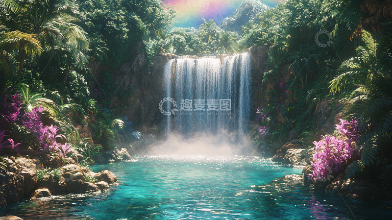 高清大图下载【趣麦麦图】彩虹瀑布