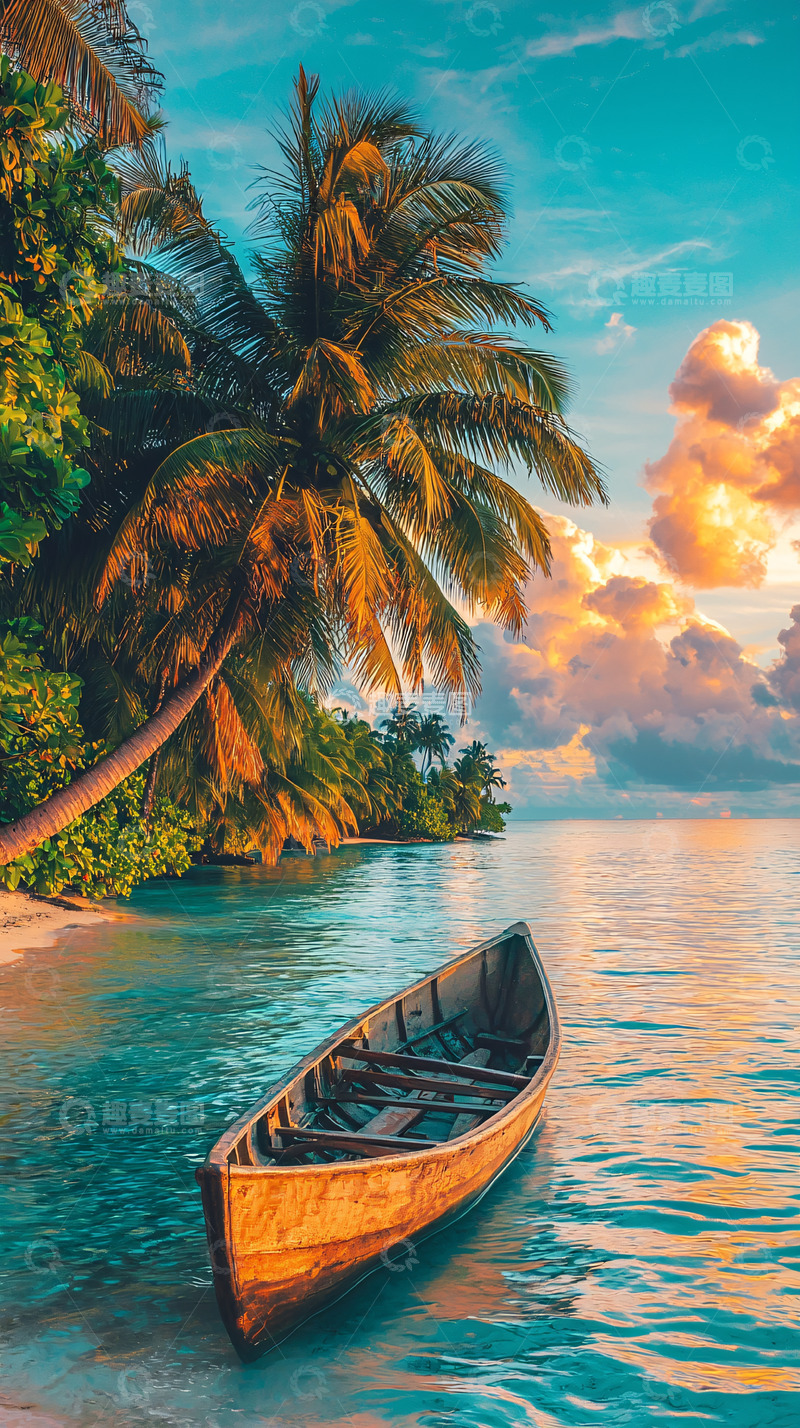高清大图下载【趣麦麦图】热带海滩的船