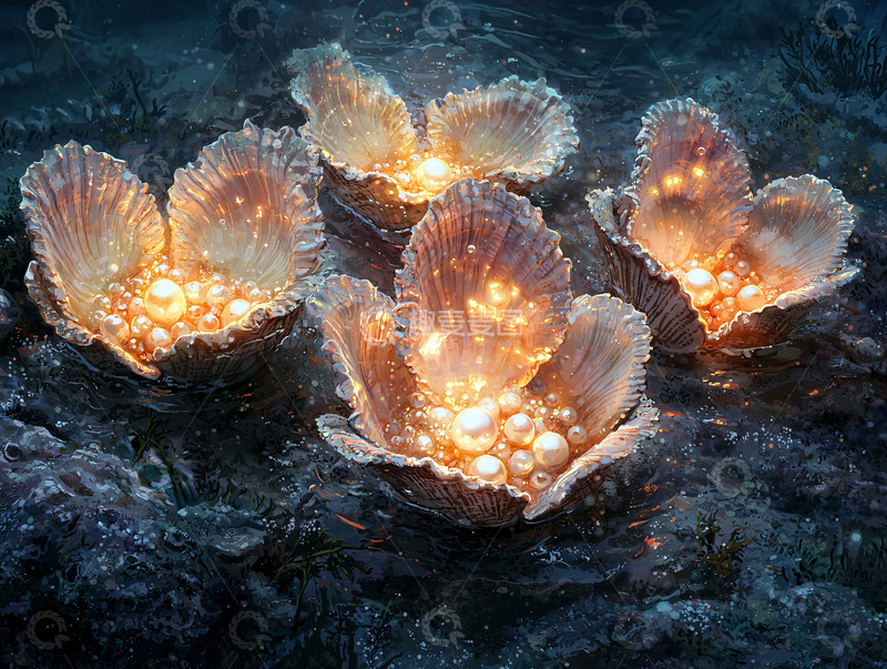 高清大图下载【趣麦麦图】闪耀珍珠贝壳灯