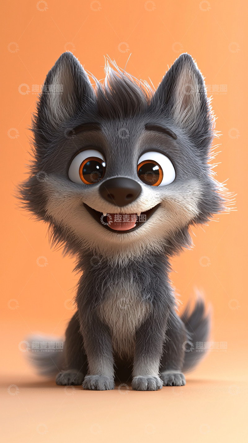 高清大图下载【趣麦麦图】萌宠小灰狼