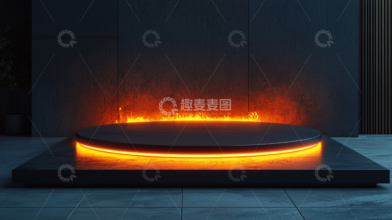 高清大图下载【趣麦麦图】暗色系火焰圆形展示台