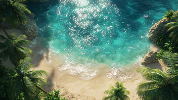 俯瞰热带海滩椰林