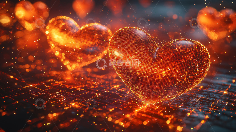 高清大图下载【趣麦麦图】燃烧的红色爱心