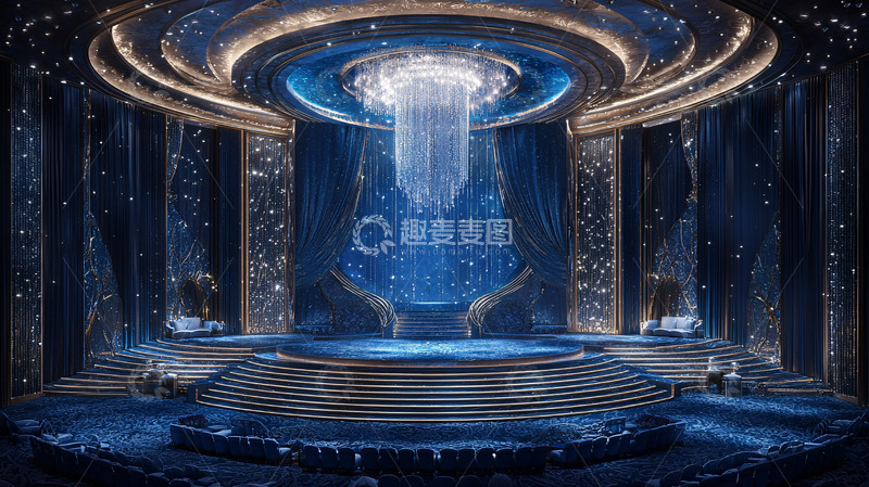 高清大图下载【趣麦麦图】未来感蓝色奢华舞台