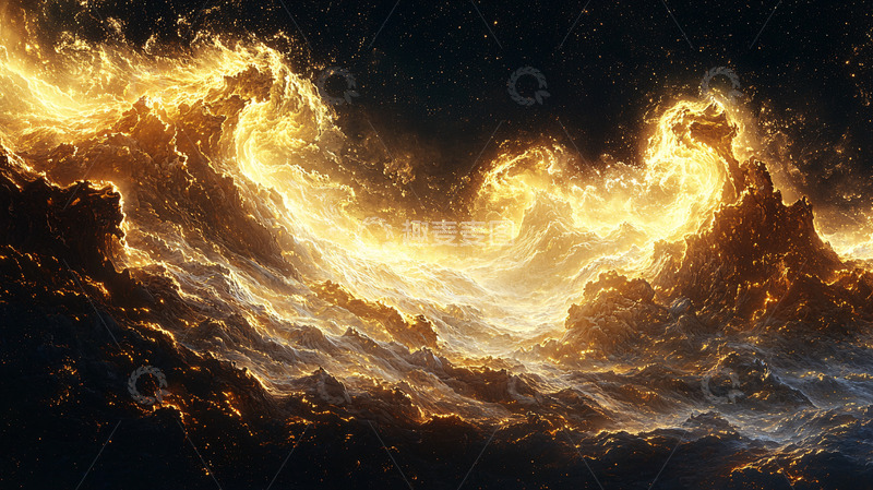 高清大图下载【趣麦麦图】金色光芒云海
