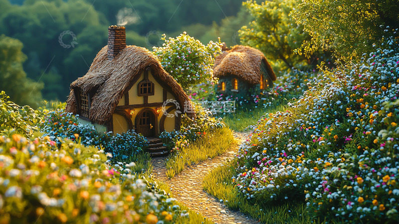 高清大图下载【趣麦麦图】田园风光小屋