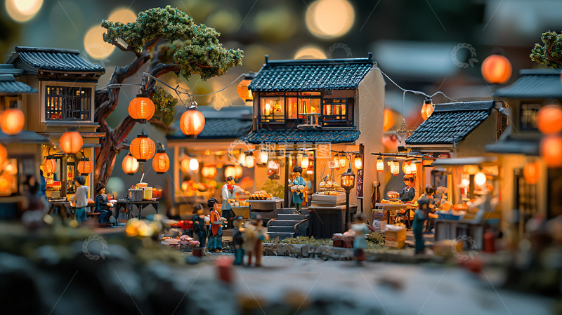 高清大图下载【趣麦麦图】微缩景观夜景