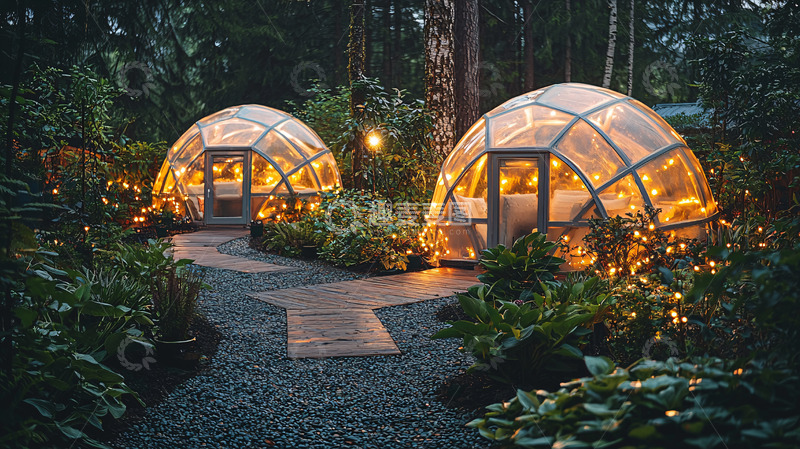 高清大图下载【趣麦麦图】森林玻璃球屋