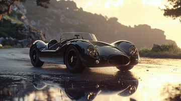 复古跑车落日海岸线